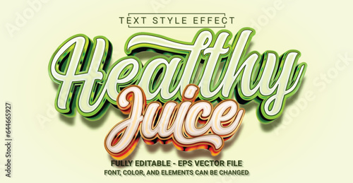 Healthy Juice Text Style Effect. Editable Graphic Text Template.