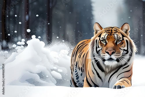 Beautiful siberian tiger illustration draw.