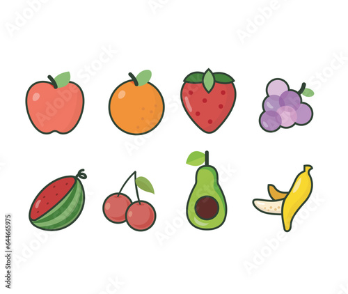 Set of fruit icons. Vector illustration