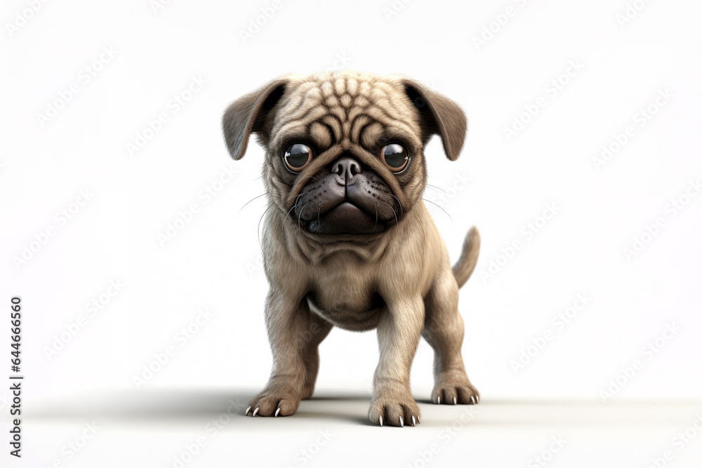 a puppy pug dog isolated on white background. 