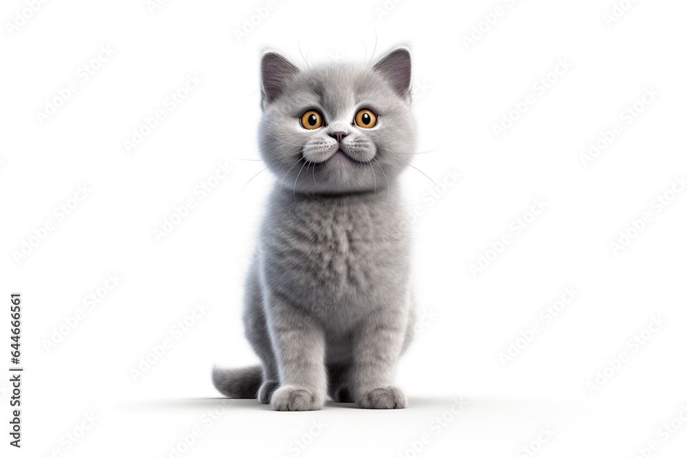 a British Shorthair cat in front of a white background. a British Shorthair cat in front of a white background.