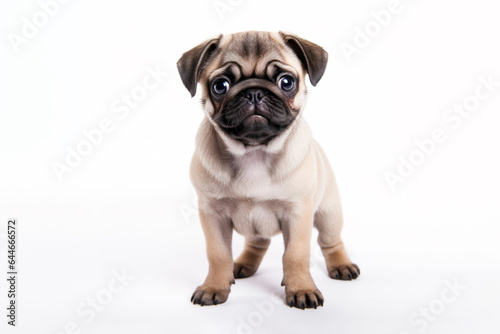 a puppy pug dog isolated on white background. 