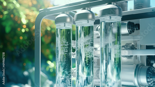 A reverse osmosis unit filtering water, showcasing the purification process