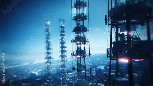 The 5G network towers present a stylish and contemporary design