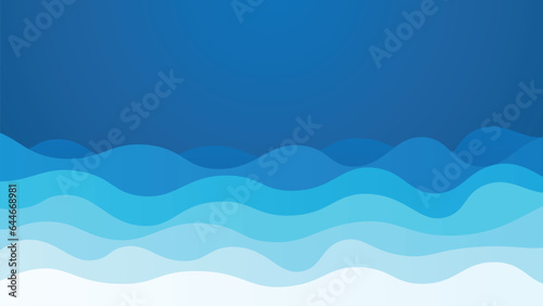 Papercut sea wave pattern design background 