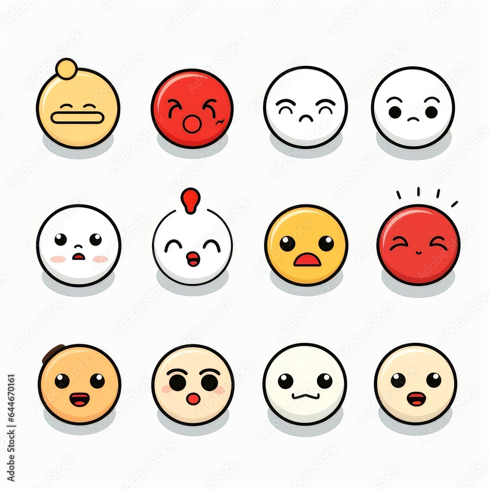 Set of cartoon faces expressions, face emojis, stickers, emoticons, cartoon funny mascot characters face set Set of cartoon faces expressions, face emojis, stickers, emoticons, cartoon funny mascot characters face set