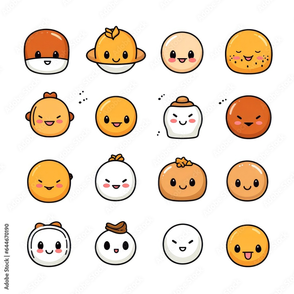 Set of cartoon faces expressions, face emojis, stickers, emoticons, cartoon funny mascot characters face set Set of cartoon faces expressions, face emojis, stickers, emoticons, cartoon funny mascot characters face set