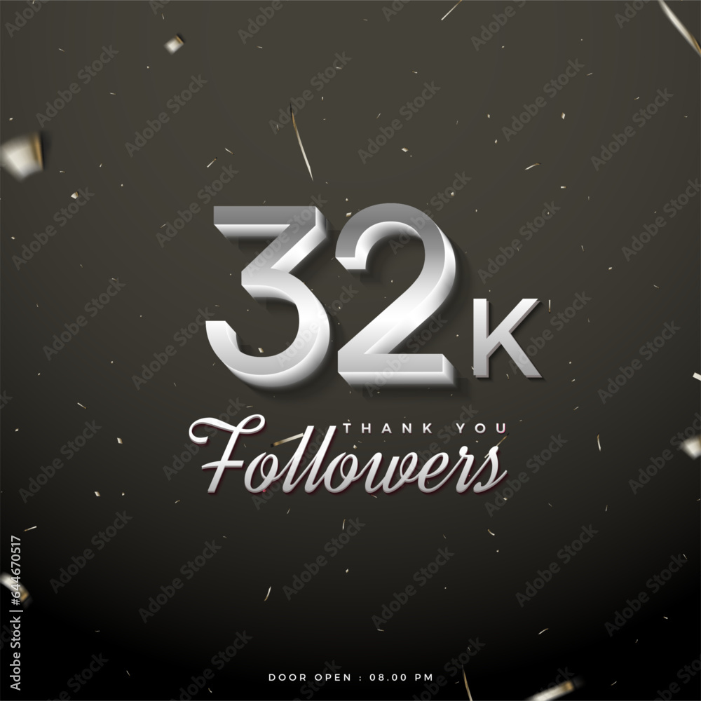 32k followers celebration on dark and elegant background concept. vector premium design.