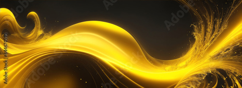 Abstract yellow energy wave particles with dynamic and flowing patterns from Generative AI