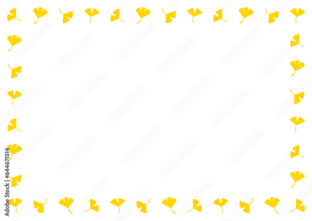 Autumn yellow ginkgo leaves decorative frame background. Autumn yellow ginkgo leaves decorative frame background.