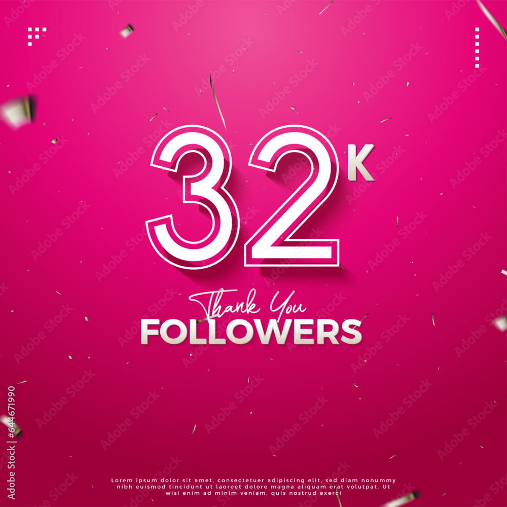 celebration of 32k followers with different numbers concept. design premium vector.