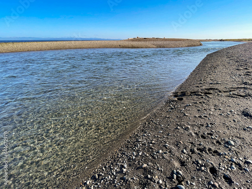 Low tide, Elwha River mouth, Port Angeles, WA USA photo