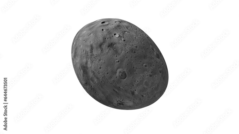 Phobos the largest moon of Mars on transparent background Stock