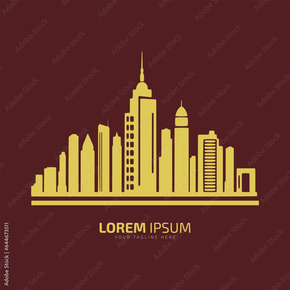Building logo building icon building vector building silhouette isolated on red background