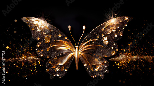 Obraz na płótnie 羽を広げた黄金の蝶