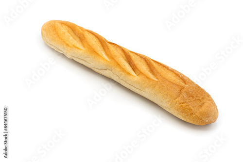 Plain Baguette Bread On White Background.