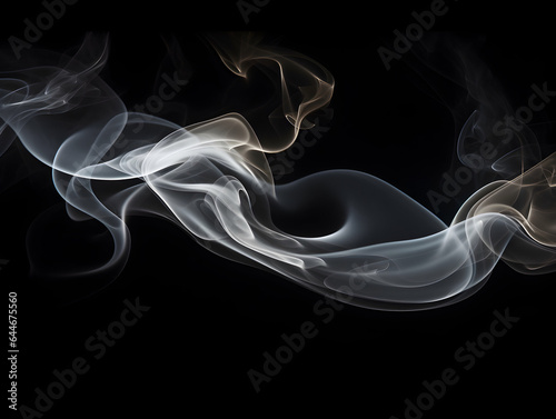 White smoke floating on a Black background.