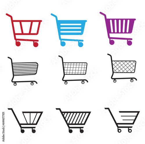 shopping cart shopping trolley black colorful vector art for eshop business company store logo template