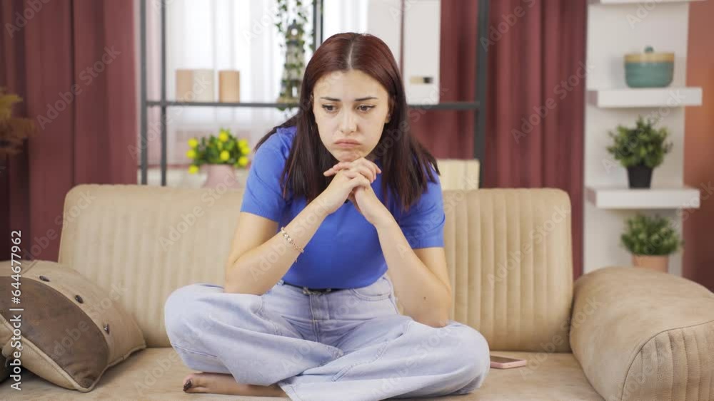 Woman with Psychological Problems alone at home. Woman with Psychological Problems alone at home.