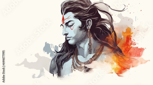 Hindu festival Maha Shivratri. Vector illustration Of Shivratri, Maha Shivratri with hindi massage om maha shivaya photo