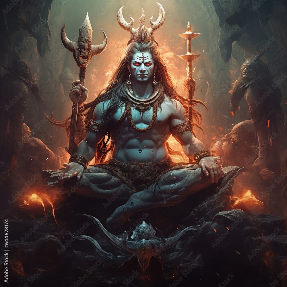 Hindu festival Maha Shivratri. Vector illustration Of Shivratri, Maha Shivratri with hindi massage om maha shivaya