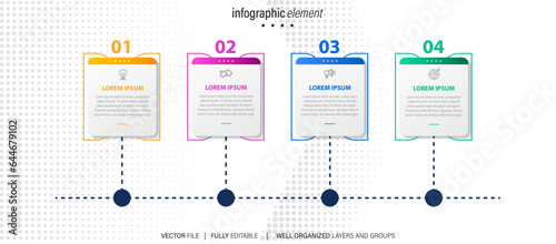 Business process infographic template. Thin line design with numbers 4 options or steps. Vector illustration graphic design