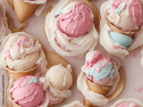 pink and white ice cream (Seamless)