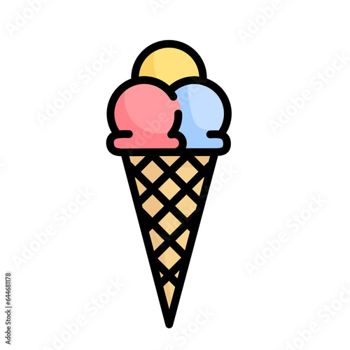 Ice cream icon. Vector illustration of ice cream scoop symbol. Sweet dessert concept. Icecream symbol for web site design, isolated on white background.