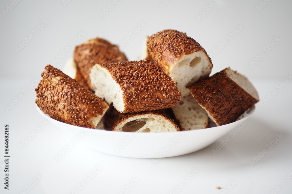 Turkish Bagel Simit on table Turkish Bagel Simit on table