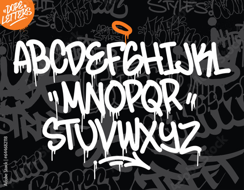 Graffiti art alphabet. Decorative Graffiti font vector design.