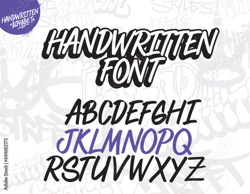 Graffiti art alphabet. Decorative Graffiti font vector design.