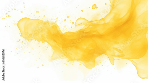 Yellow watercolor splash on a white background, watercolor background design, Generative AI
