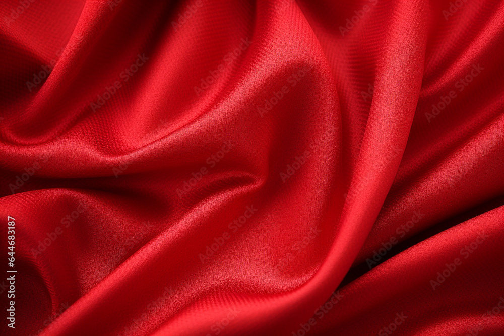 Fototapeta premium Shiny red fabric background, smooth red silk background, Red georgette fabrics, Generative AI