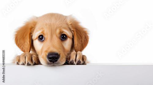 Adorable golden retriever puppy with cute face, ai generated