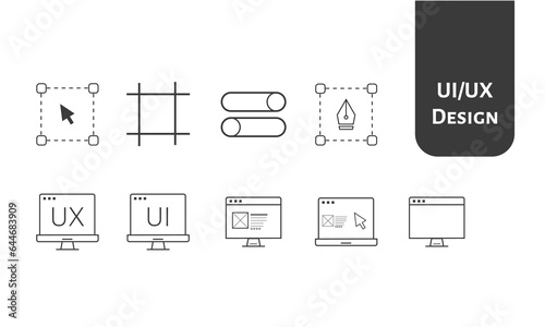 UX UI line icons, user interface design symbols
