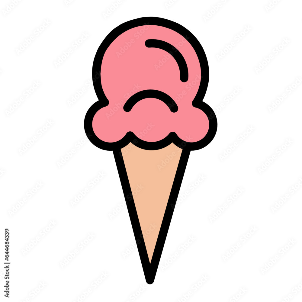 Ice cream icon. Vector illustration of ice cream scoop symbol. Sweet dessert concept. Icecream symbol for web site design, isolated on white background. Ice cream icon. Vector illustration of ice cream scoop symbol. Sweet dessert concept. Icecream symbol for web site design, isolated on white background.