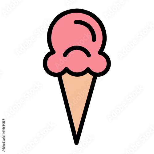 Ice cream icon. Vector illustration of ice cream scoop symbol. Sweet dessert concept. Icecream symbol for web site design, isolated on white background.