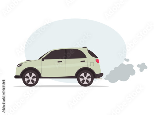 Smoke coming from car exhaust into air. Exhaust gas. car emission