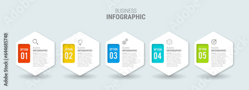 Business infographic template design icons 5 options or steps © fitri