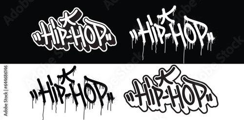 Hip-Hop text in graffiti tag font style. Graffiti text vector illustrations.