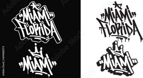 Miami text in graffiti tag font style. Graffiti text vector illustrations.