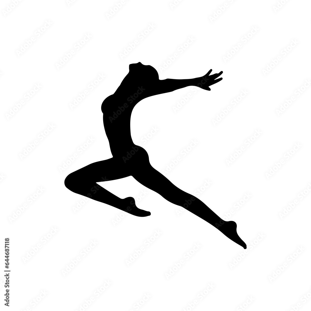 Gymnastics Silhouette. Vector Design on White Background
