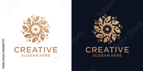 Floral ornament logo design abstract