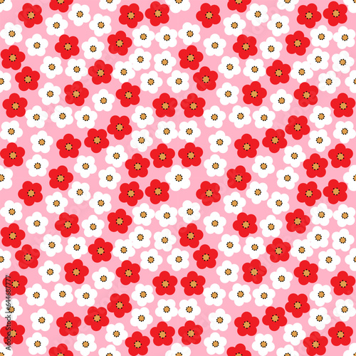 seamless pattern with red flowers