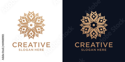 Floral ornament logo design abstract