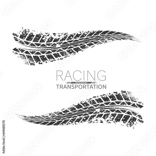 Grunge horizontal tire track warp logo