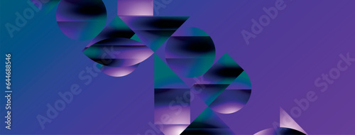 Serene gradient template. Circles and triangles mingle in minimalist perfection. Gentle fusion of forms and hues creates balanced yet captivating backdrop, embodying modern sophistication