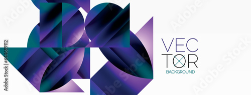 Serene gradient template. Circles and triangles mingle in minimalist perfection. Gentle fusion of forms and hues creates balanced yet captivating backdrop, embodying modern sophistication