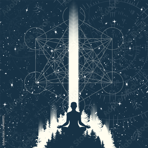 Grunge dark night meditation background