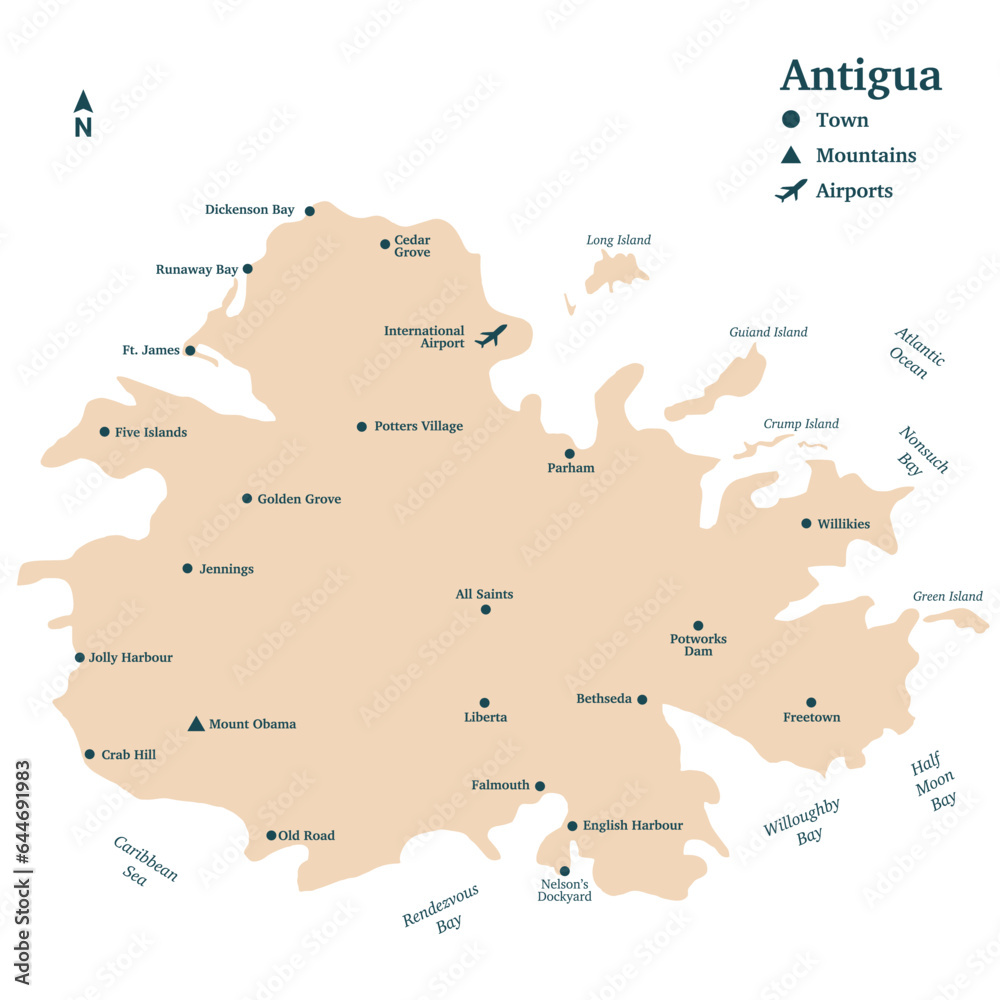 Antigua Island Vector Map Design